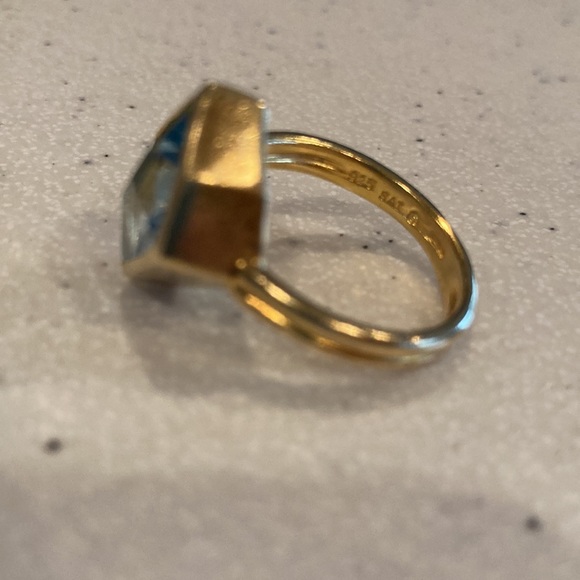 Sterling ring with gold overlay and blue stone - Picture 12 of 12